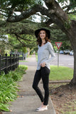Grey breastfeeding long sleeve top with invisible zips designed for nursing mums.