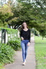 Black breastfeeding long sleeve top with invisible zips designed for nursing mums.