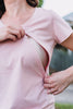 Blush pink breastfeeding friendly t-shirt with invisible zips designed for nursing mums.