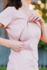 Blush pink breastfeeding t-shirt dress with invisible zips designed for nursing mums.